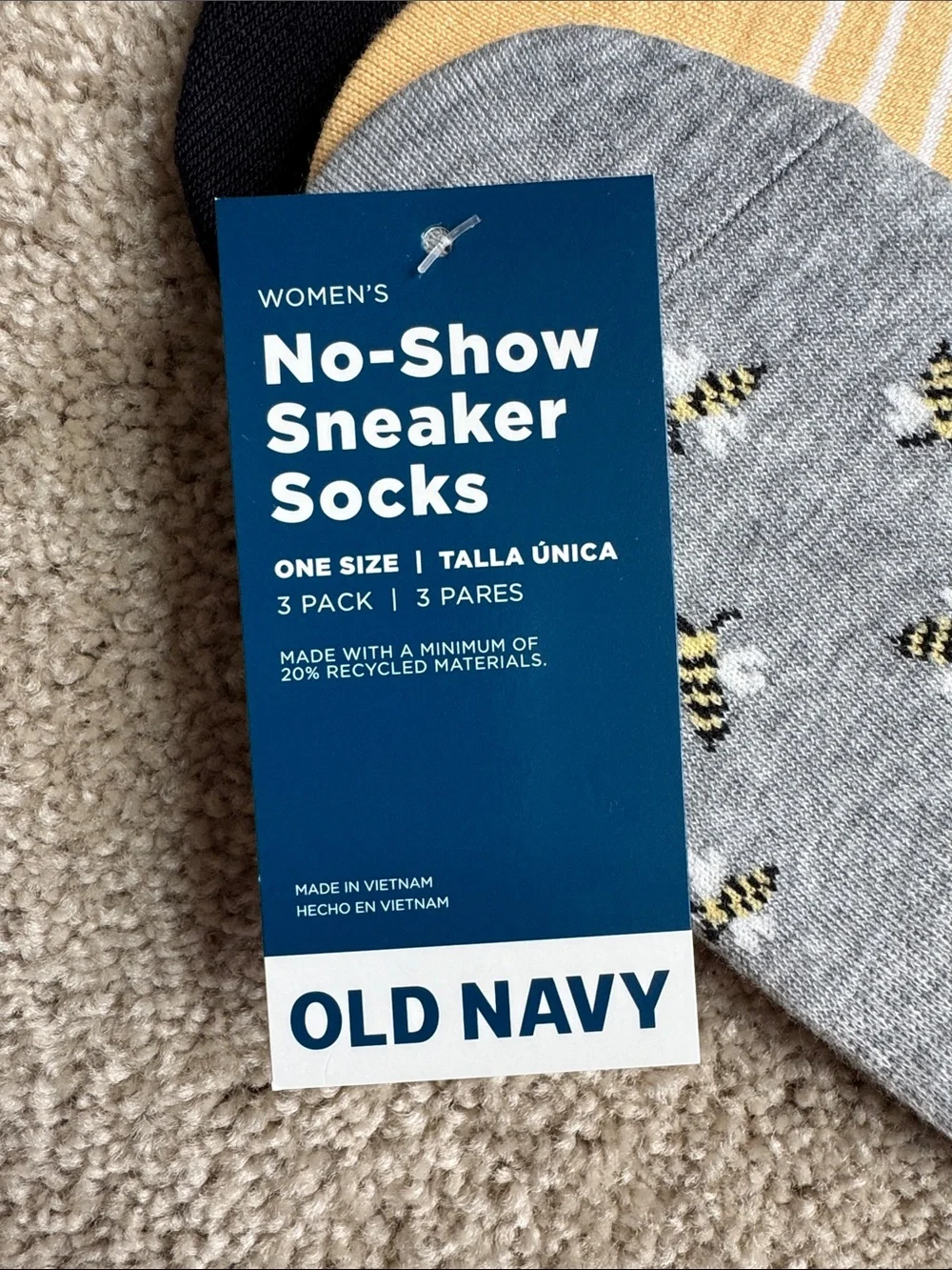 Old Navy No-Show Sneaker Socks - Black, Gray, Yellow (3-Pack)